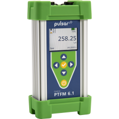 PTFM 6.1 portable transit time flow meter showing the home screen
