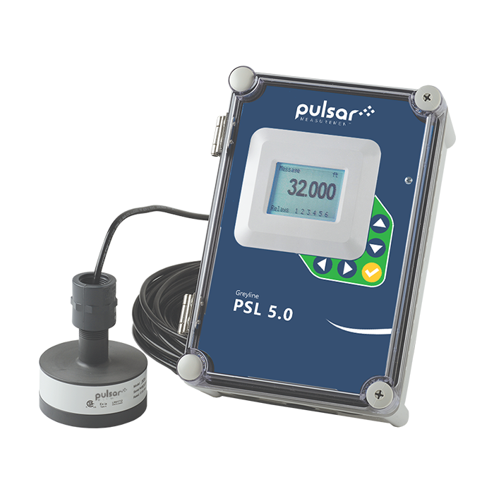 Ultrasonic level control with the Greyline PSL 5.0 Hybrid Pump Station Level Controller from Pulsar Measurement